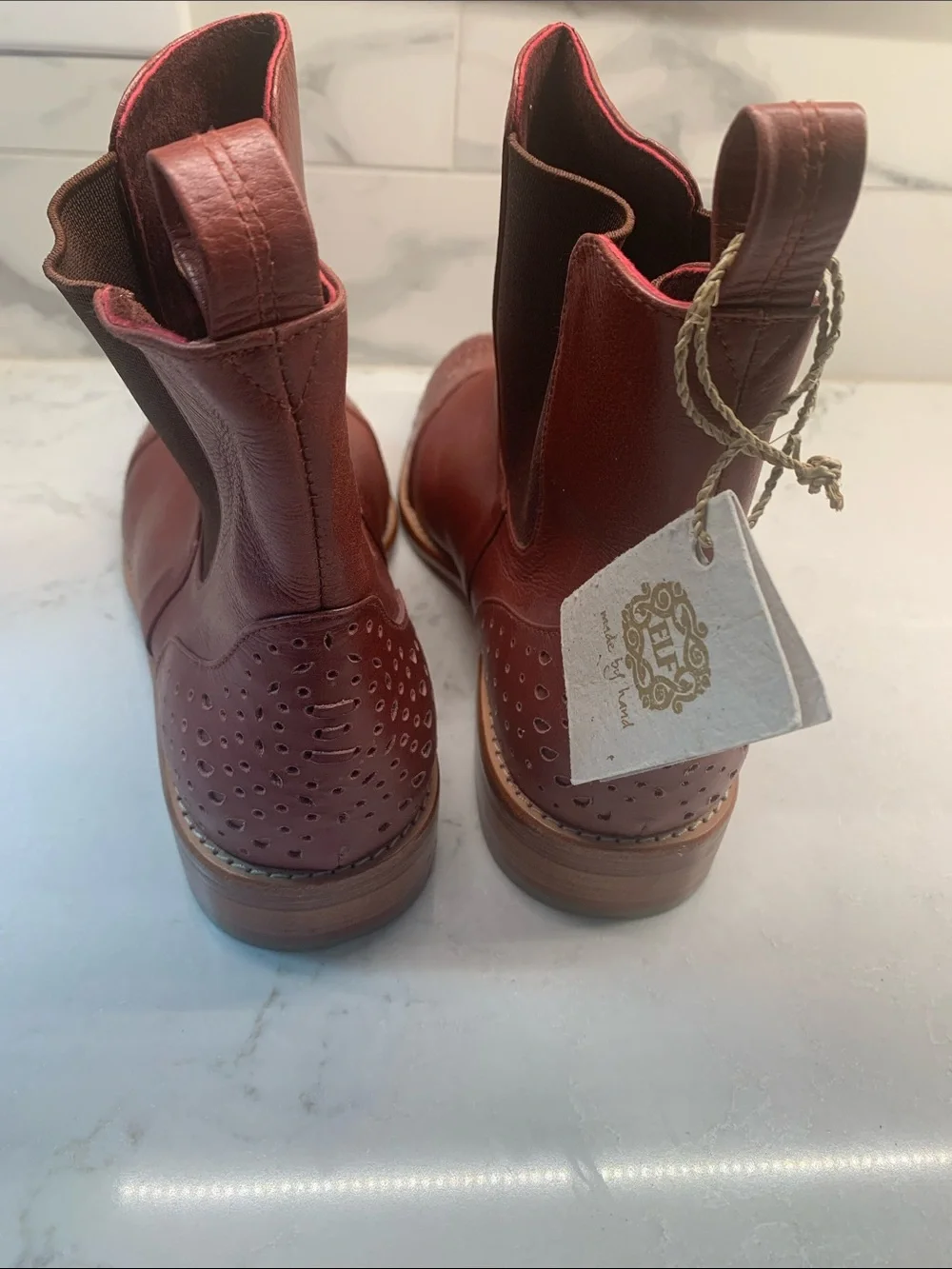 NEW Bali ELF Burgundy Handmade Leather Boots Brogue Eclipse Vtg Brown 10 $375